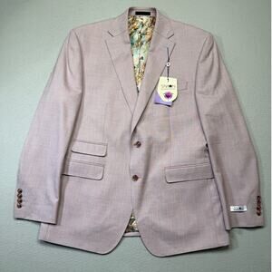 Tayion Collection Mens Regular-Fit Suit Jacket windowpane pink 40R $360